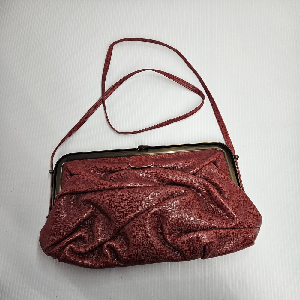Gino Red Leather Frame Clutch Crossbody Bag Vintage Style